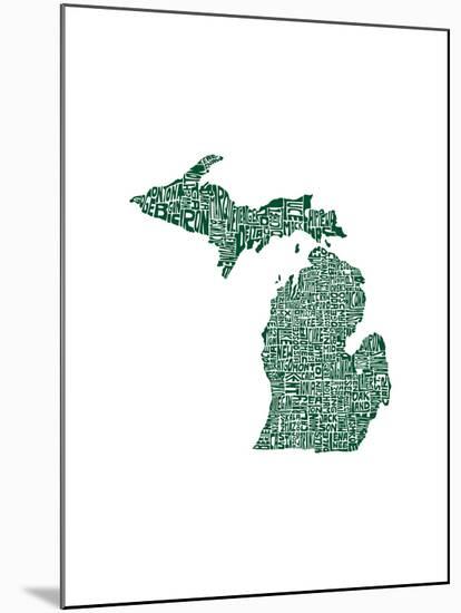 Typographic Michigan Forest Green-CAPow-Mounted Art Print