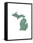 Typographic Michigan Forest Green-CAPow-Framed Stretched Canvas