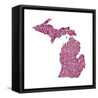 Typographic Michigan Maroon-CAPow-Framed Stretched Canvas