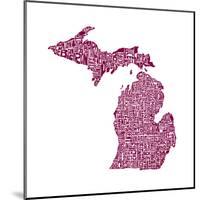 Typographic Michigan Maroon-CAPow-Mounted Art Print