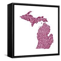 Typographic Michigan Maroon-CAPow-Framed Stretched Canvas