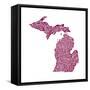 Typographic Michigan Maroon-CAPow-Framed Stretched Canvas