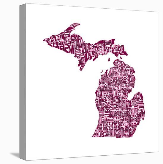 Typographic Michigan Maroon-CAPow-Stretched Canvas