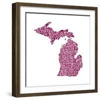 Typographic Michigan Maroon-CAPow-Framed Art Print