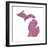 Typographic Michigan Maroon-CAPow-Framed Art Print