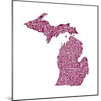 Typographic Michigan Maroon-CAPow-Mounted Art Print