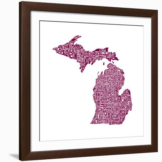 Typographic Michigan Maroon-CAPow-Framed Art Print