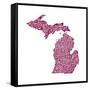 Typographic Michigan Maroon-CAPow-Framed Stretched Canvas