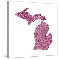 Typographic Michigan Maroon-CAPow-Stretched Canvas