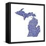 Typographic Michigan Navy-CAPow-Framed Stretched Canvas