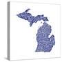 Typographic Michigan Navy-CAPow-Stretched Canvas