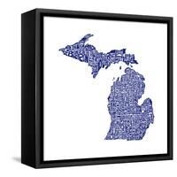 Typographic Michigan Navy-CAPow-Framed Stretched Canvas