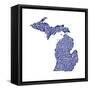 Typographic Michigan Navy-CAPow-Framed Stretched Canvas