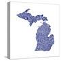 Typographic Michigan Navy-CAPow-Stretched Canvas