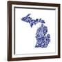 Typographic Michigan Navy-CAPow-Framed Art Print