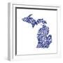 Typographic Michigan Navy-CAPow-Framed Art Print