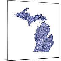 Typographic Michigan Navy-CAPow-Mounted Art Print