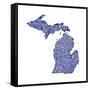 Typographic Michigan Navy-CAPow-Framed Stretched Canvas