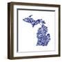 Typographic Michigan Navy-CAPow-Framed Art Print