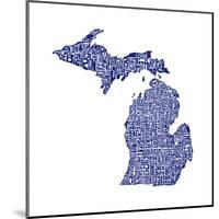 Typographic Michigan Navy-CAPow-Mounted Art Print