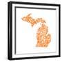 Typographic Michigan Orange-CAPow-Framed Art Print