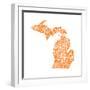 Typographic Michigan Orange-CAPow-Framed Art Print