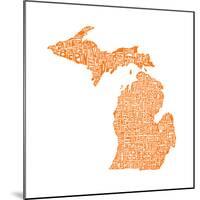 Typographic Michigan Orange-CAPow-Mounted Art Print