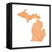 Typographic Michigan Orange-CAPow-Framed Stretched Canvas