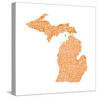 Typographic Michigan Orange-CAPow-Stretched Canvas