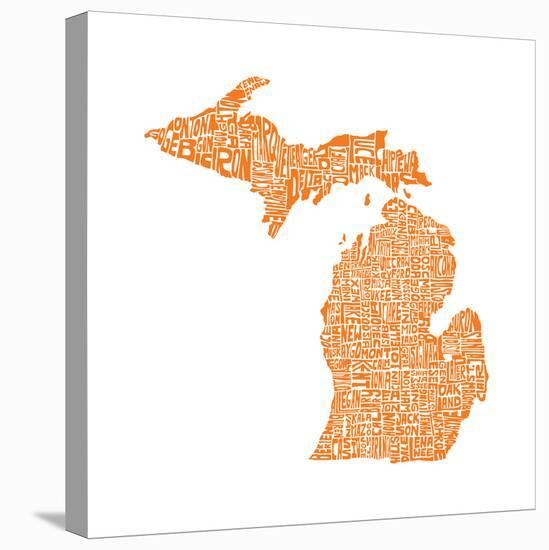 Typographic Michigan Orange-CAPow-Stretched Canvas