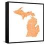 Typographic Michigan Orange-CAPow-Framed Stretched Canvas