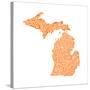 Typographic Michigan Orange-CAPow-Stretched Canvas