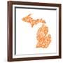 Typographic Michigan Orange-CAPow-Framed Art Print