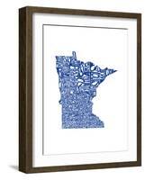 Typographic Minnesota Blue-CAPow-Framed Art Print