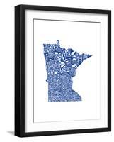 Typographic Minnesota Blue-CAPow-Framed Art Print