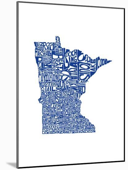 Typographic Minnesota Blue-CAPow-Mounted Art Print