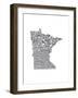 Typographic Minnesota Charcoal-CAPow-Framed Art Print