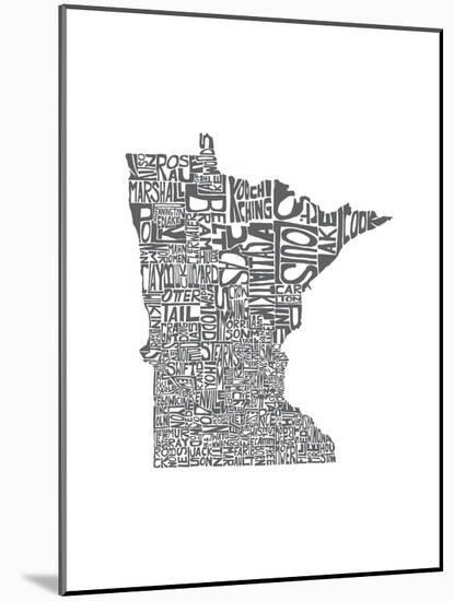 Typographic Minnesota Charcoal-CAPow-Mounted Art Print