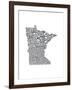 Typographic Minnesota Charcoal-CAPow-Framed Art Print