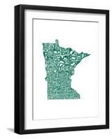 Typographic Minnesota Green-CAPow-Framed Art Print