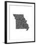 Typographic Missouri-CAPow-Framed Art Print