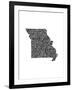 Typographic Missouri-CAPow-Framed Art Print