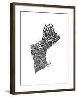 Typographic New England-CAPow-Framed Art Print