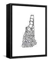 Typographic New Hampshire charcoal-CAPow-Framed Stretched Canvas
