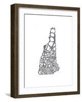 Typographic New Hampshire charcoal-CAPow-Framed Art Print