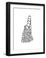 Typographic New Hampshire charcoal-CAPow-Framed Art Print