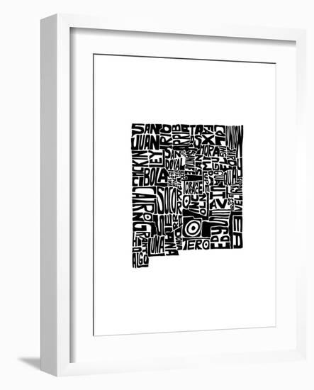 Typographic New Mexico-CAPow-Framed Art Print