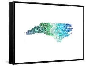 Typographic North Carolina Cool-CAPow-Framed Stretched Canvas