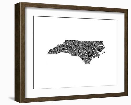 Typographic North Carolina-CAPow-Framed Art Print