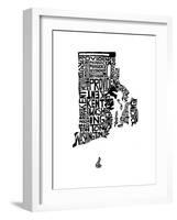 Typographic Rhode Island-CAPow-Framed Art Print